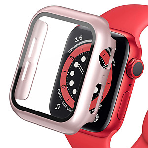 Закаленное стекло + крышка для Apple Watch  Rose gold SE 40MM
